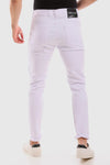 White  Pockets Plain Slim Fit Black Jeans Pants