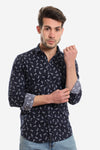 Buttons Down Pineapple Long Sleeves Shirt - Navy Blue